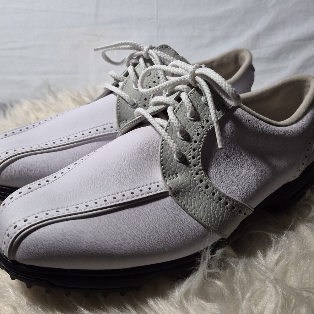 FootJoy Greenjoys White and Light Gray Womens Golf Oxfords 8W